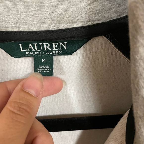 #23- LAUREN RALPH LAUREN-Track Jacket Womens medium Gray Black Full Zip - Picture 3 of 3